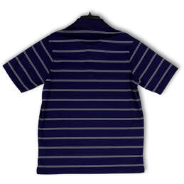 Mens Blue Stripe Spread Collar Short Sleeve Polo Shirt Size Medium alternative image