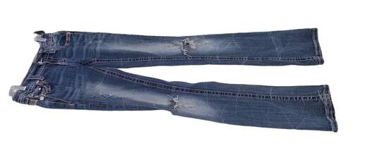 Womens Blue Slim Fit Distressed Stretch Boot Cut Denim Jeans Size 24 image number 3