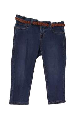 Womens Blue Dark Wash Stretch Casual Denim Capri Jeans Size 6