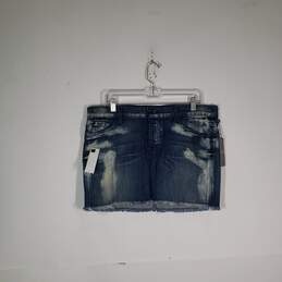 NWT Womens Regular Fit Flat Front Distressed Denim Short Mini Skirt Size 32