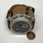 Designer Fossil FS-4486 Silver-Tone Brown Leather Strap Analog Wristwatch image number 2