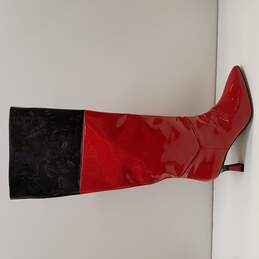 L'Atelier de Charlotte Debbie Black, Red Boots Size 41 EU / Women's 10.5 US