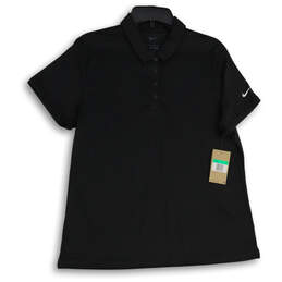 NWT Womens Black Short Sleeve Spread Collar Polo Shirt Size X-Large