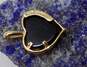 CCO Black Hills 10K Yellow & Rose Gold Etched Grape Leaves Onyx Heart Pendant 2.5g image number 3