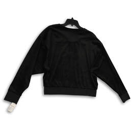 NWT Womens Black Long Band Sleeve Velvet Full Zip Jacket Size Large alternative image