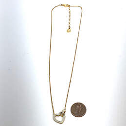 Designer Swarovski Gold-Tone Rhinestone Chain Heart Love Pendant Necklace alternative image