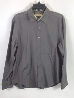 Burberry Men Gray Button Up Shirt L