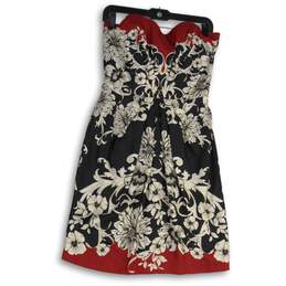 White House Black Market Womens Multicolor Floral Strapless Sheath Dress Size 8
