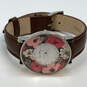 Designer Vera Bradley Pink Floral Brown Leather Strap Analog Wristwatch image number 1