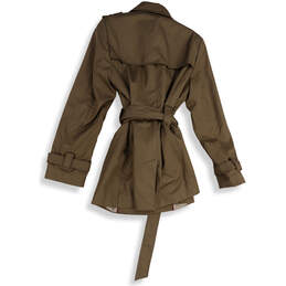 Womens Brown Long Sleeve Collared Belted Double Breasted Trench Coat Size S alternative image