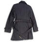 Womens Gray Long Sleeve Pockets Waist Belt Full-Zip Trench Coat Size Small image number 2