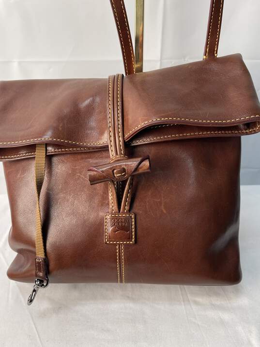 Certified Authentic Dooney Bourke Brown Leather Crossbody Bag image number 1