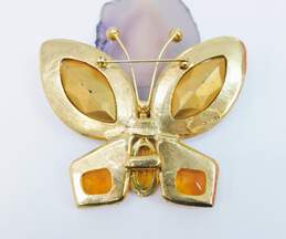 Vintage Vern O'Hara Icy Rhinestone & Gold Tone Butterfly Statement Brooch for Repair 59.8g alternative image