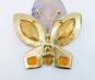 Vintage Vern O'Hara Icy Rhinestone & Gold Tone Butterfly Statement Brooch for Repair 59.8g image number 2