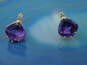 14K Yellow Gold Amethyst 0.04 CTTW Diamond Post Earrings 2.3g image number 3