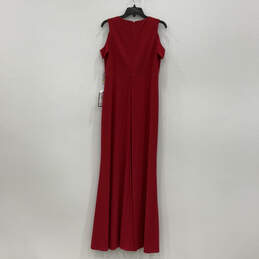 NWT Womens Red Short Sleeve Round Neck Back Zip Cut Out Maxi Dress Size 14