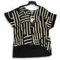 NWT Joseph Ribkoff Womens Black Short Sleeve Split Neck Blouse Top Size 22 image number 1