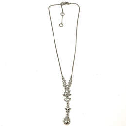 Designer Givenchy Silver-Tone Link Chain Clear Rhinestone Y-Drop Necklace alternative image
