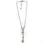 Designer Givenchy Silver-Tone Link Chain Clear Rhinestone Y-Drop Necklace image number 2