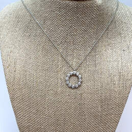 Designer Kate Spade Silver-Tone Chain Circle Rhinestone Pendant Necklace