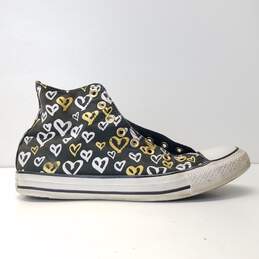 Converse All Star Heart Sneakers Black/White/Gold Women US 10