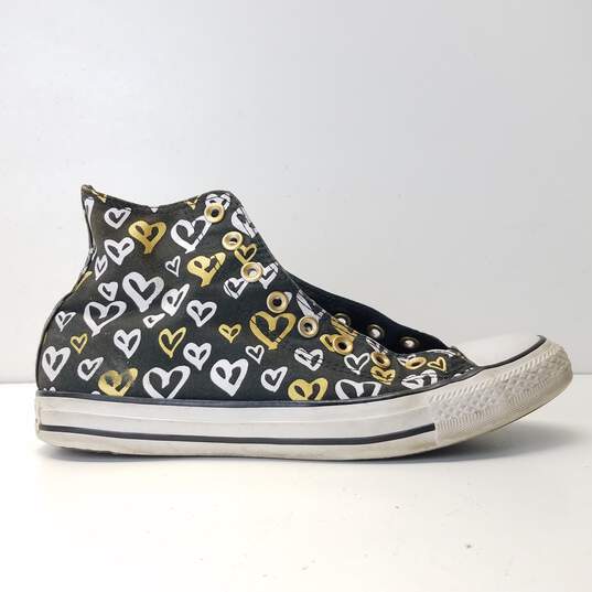 Converse All Star Heart Sneakers Black/White/Gold Women US 10 image number 1