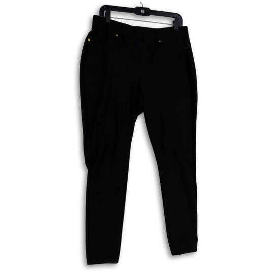 Womens Black Flat Front Elastic Waist Pocket Pull-On Ankle Pants Size L image number 1