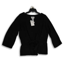 NWT Womens Black Long Sleeve Front Knot Blouse Top Size X-Large