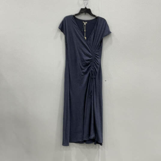 NWT Womens Blue Cap Sleeve Side Ruched Pullover Wrap Dress Size XL image number 1