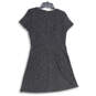 Womens Black Crew Neck Short Sleeve Back Zip Tweed A-Line Dress Size 6 image number 2