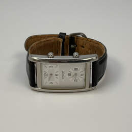 Designer Coach Silver-Tone Dual Time Rectangle Dial Analog Wristwatch