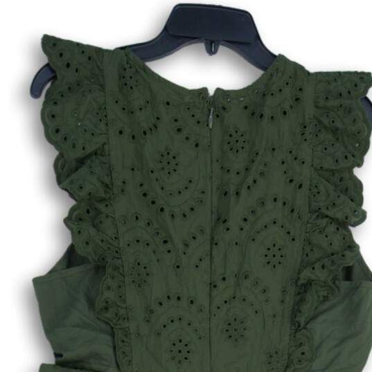 NWT New York & Company Womens Green Eyelet Ruffle One-Piece Romper Size L image number 4