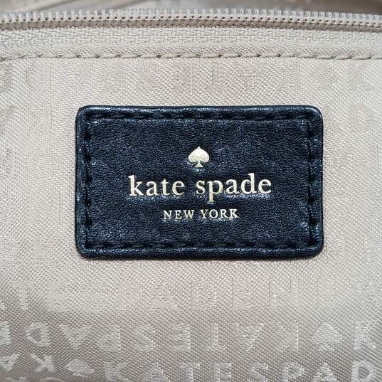 Buy the Kate Spade Grey & Black Glazed Patent Leather Magnetic Lock Tote  Bag | GoodwillFinds