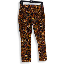 Womens Orange Navy Floral Elastic Waist Pull-On Ankle Pants Size 2