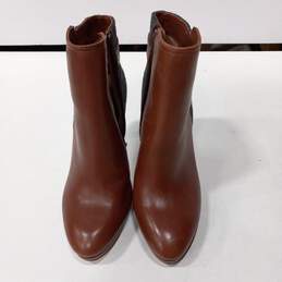 Antonio Melani Women's Brown Leather Side Zip Stiletto Heel Ankle Boots Size 6M