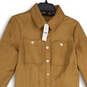 NWT Womens Brown Suede Pointed Collar Long Sleeve Overcoat Size 6 image number 3