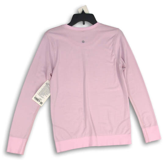 NWT Womens Pink Round Neck Long Sleeve Activewear Pullover T-Shirt Size 6 image number 2
