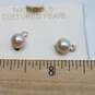 14k Gold Cultured FW Pearl & Cubic Zircona Post Earring 1.3g image number 4