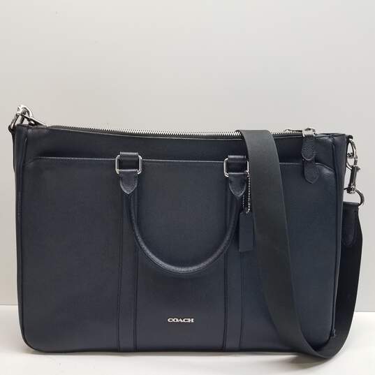 Coach Metropolitan Leather Structured Briefcase Navy image number 2