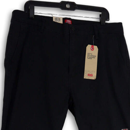 Mens Black Flat Front Slash Pocket Regular Fit Chino Pants Size 36X32 image number 4