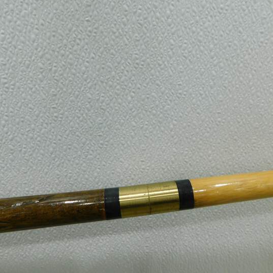 Vintage Brass Knob Carved Wood Walking Stick Cane Concealed Pool Cue image number 4