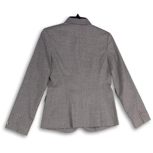 Womens Gray Peak Lapel Long Sleeve Flap Pocket Two Button Blazer Size 4 image number 2
