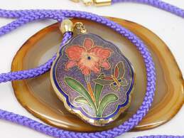 Vintage Asian Inspired Cloisonné Enamel Floral Jewelry 145.9g alternative image