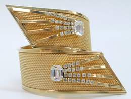 Vintage Vargas Icy Rhinestone & Mesh Gold Tone Hinged Bracelet 91.3g
