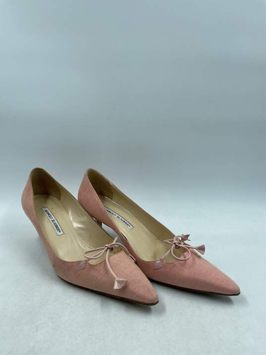 Authentic Manolo Blahnik Pink Bow Pumps W 8 image number 3