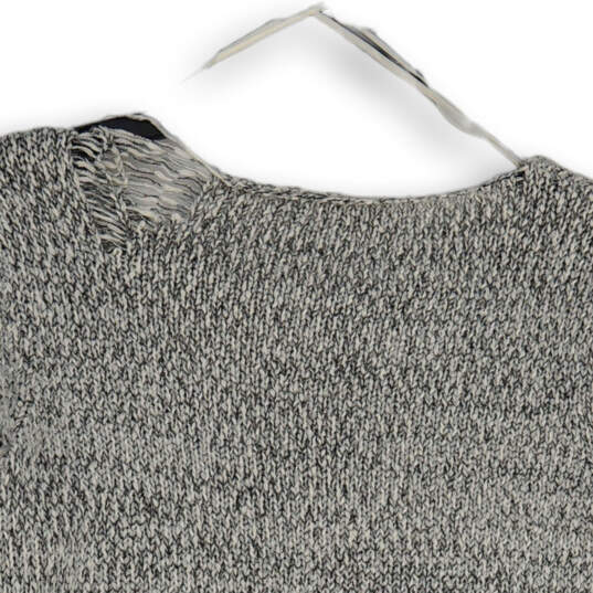 Womens Gray Knitted Round Neck Long Sleeve Pullover Sweater Size Medium image number 4