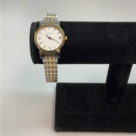 Designer Bulova C935286 Two-Tone Dial Stainless Steel Analog Wristwatch image number 1