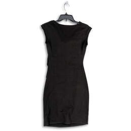 Womens Black Ruched Cowl Neck Sleeveless Knee Length Sheath Dress Size XS alternative image