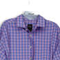 Mens Blue Pink Plaid Long Sleeve Spread Collared Button-Up Shirt Size XL image number 3