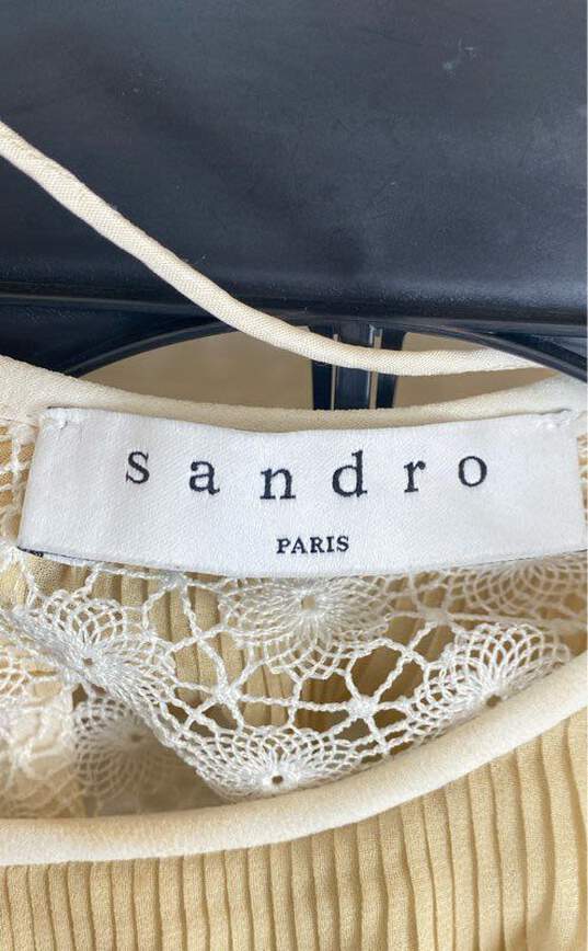Sandro Women Ivory Lace Pleated Blouse Sz 1 image number 3